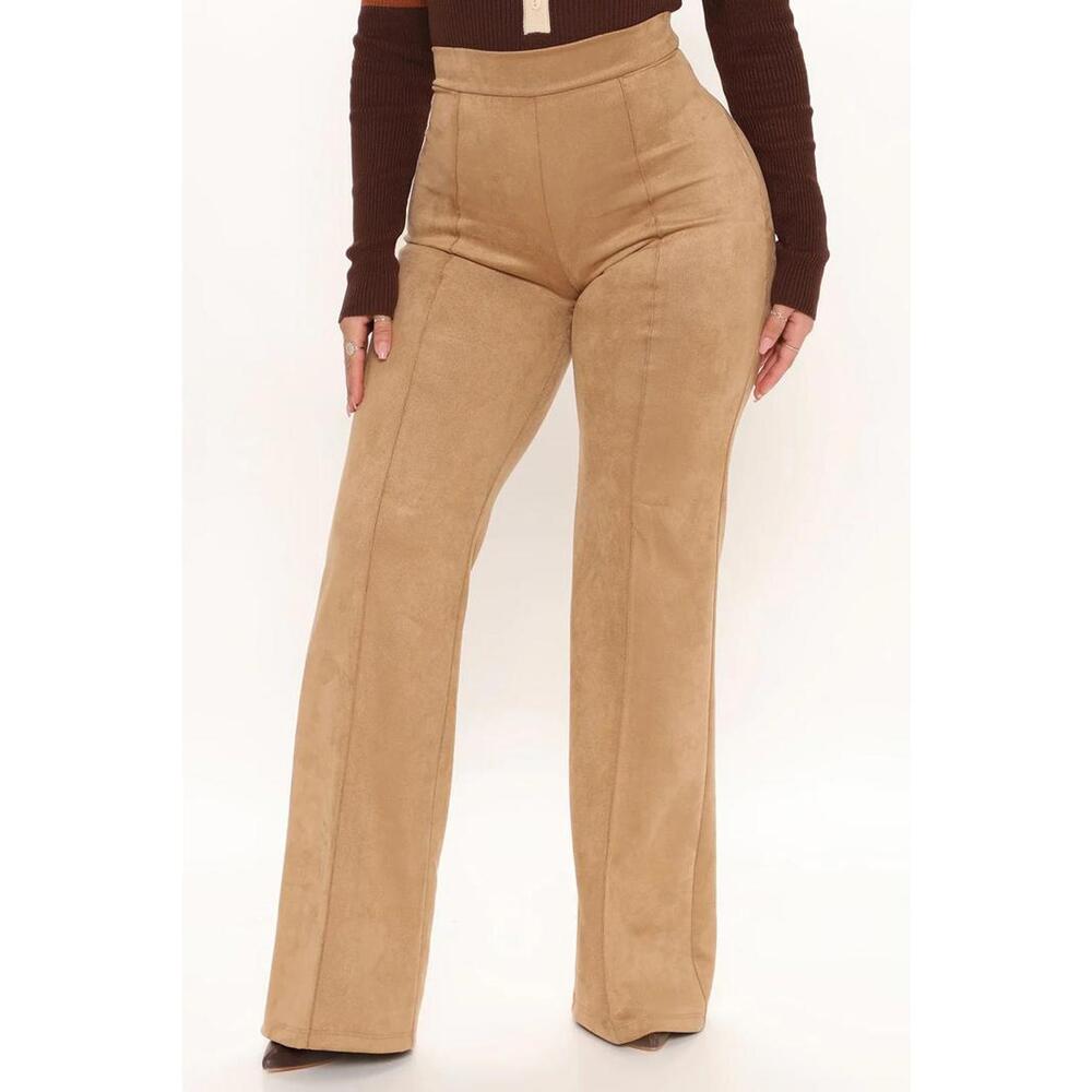 Victoria High Waisted Faux Suede Dress Pant 35 - Mocha